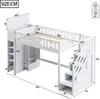 A diagram of a white loft bed with dimensions indicated. Anteprima dell’immagine prodotto