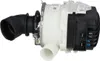 A close-up side view of a dishwasher pump with inlet and outlet pipes. Produktbild-Vorschau