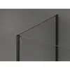 A close-up view of a corner of a glass shower wall with a black frame. Produktbild-Vorschau
