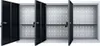 A view of an open metal tool cabinet with three compartments, each with a shelf and a pegboard back. Podgląd zdjęcia produktu