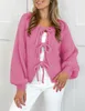 ASKSA Damen Strickjacke Schleife Vorne Strick Cardigan Produktbild-Vorschau 3