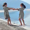 CalmyBEACH Frottee Badeponcho Kinder Bademantel  - Grau 6-9 Produktbild-Vorschau 6