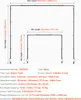 A diagram showing the dimensions and specifications of a table decoration stand, with two different configurations illustrated. Voir les images du produit