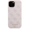 A pink iPhone case with a repeating Guess logo pattern and a gold Guess logo at the bottom. Podgląd zdjęcia produktu