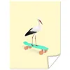 MuchoWow® Poster Storch - Weiß - Tiere - Skateboard - Produktbild-Vorschau 1