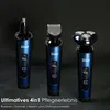 Three electric grooming devices are displayed against a dark background. Produktbild-Vorschau