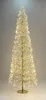 A tall, slender Christmas tree decorated with many small, bright white lights, standing on a circular gold base. Voir les images du produit