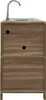 A standalone outdoor sink with a wooden cabinet and a silver faucet. Produktbild-Vorschau
