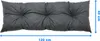 A long, dark gray cushion with tufted details, shown horizontally. Blue arrows indicate dimensions of 120 cm length and 40 cm width. Náhled obrázku produktu