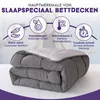 A folded duvet is shown with marketing icons and text highlighting its features. Produktbild-Vorschau