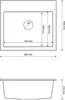 Technical drawing of a sink with dimensions. Podgląd zdjęcia produktu