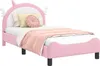 Bedframe voor kinderen met hoofdbord Roze 80 x 160 cm PU Productafbeelding-voorbeeld 1