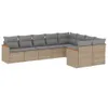 9-tlg. Garten-Sofagarnitur mit Kissen Beige Poly Rattan Produktbild-Vorschau 2