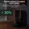 A robotic vacuum cleaner with its charging and cleaning station in a room setting, with text overlays. Anteprima dell’immagine prodotto