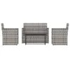 4-tlg. Garten-Lounge-Set mit Kissen Poly Rattan Grau Produktbild-Vorschau 1