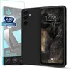 A black smartphone case and a screen protector are displayed next to each other on a white background. Produktbild-Vorschau