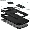 An exploded view of a black phone case with labels indicating its components and features. Produktbild-Vorschau