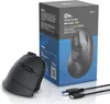 A black vertical mouse and its packaging are displayed on a white surface. Produktbild-Vorschau