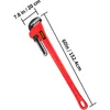 A red pipe wrench is shown against a white background with dimensions indicated. Podgląd zdjęcia produktu