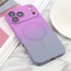 A gradient purple and gray phone case with a MagSafe ring is shown on a marble surface with some papers and a white plate in the background. Produktbild-Vorschau