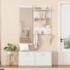 A hallway furniture set including a mirror, coat rack, and shoe cabinet. Produktbild-Vorschau