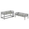 Two wooden beds, one a bunk bed and the other a single bed, are shown against a white background. Anteprima dell’immagine prodotto