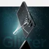 A clear phone case with glitter is shown floating above a phone, with the word 'Glitter' in large letters at the bottom. Produktbild-Vorschau