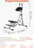 A diagram of an ab workout machine with product parameters and specifications. Produktbild-Vorschau