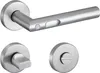 A set of door hardware, including a lever handle, a privacy knob, and a privacy lock mechanism, displayed against a white background. Produktbild-Vorschau