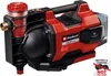A red and black Einhell AQUINNA automatic battery garden pump is shown against a white background. Produktbild-Vorschau