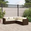 5-tlg. Garten-Lounge-Set mit Kissen Braun Poly Rattan - Produktbild-Vorschau 1