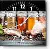 Wanduhr - Quadrat - Glasuhr - Gewürze Knoblauch Holz Salz - Produktbild-Vorschau 1