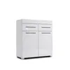 A white, high-gloss sideboard with two drawers and two doors, shown against a white background. Produktbild-Vorschau