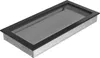 A rectangular ventilation grille with a black frame and a metal mesh insert, shown from a slightly elevated diagonal angle against a white background. Podgląd zdjęcia produktu