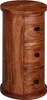 A tall, cylindrical wooden cabinet with three drawers. Podgląd zdjęcia produktu