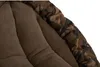 A close-up view of a padded chair with a brown fleece interior and a camouflage exterior. Produktbild-Vorschau