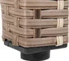 Close-up of the bottom corner of a polyrattan furniture piece, showing the woven texture and a black leg. Produktbild-Vorschau