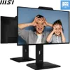 A monitor displaying two people making eye contact with their hands, with the monitor's stand visible. Voir les images du produit
