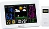 A white Denver Electronics multifunctional weather station with a separate remote sensor. The main unit displays indoor and outdoor temperature, humidity, time, and weather icons. The remote sensor also shows temperature and humidity. Náhľad obrázku produktu