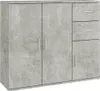 A standalone grey sideboard with a concrete texture. Produktbild-Vorschau