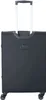 A black suitcase with a retractable handle and wheels, shown from the back. Produktbild-Vorschau