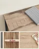 A collage of images showing details of a wooden cabinet, including a close-up of the surface, a measurement detail, and a demonstration of water resistance. Náhled obrázku produktu