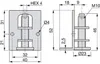Technical drawings with dimensions of a furniture foot. Produktbild-Vorschau