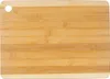 A top-down view of a bamboo cutting board with a hole in the corner. Produktbild-Vorschau