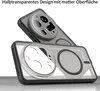Two phone cases are shown, one stacked on top of the other, against a white and light gray background. The top case shows the camera module, while the bottom case shows the magnetic ring for charging. Produktbild-Vorschau