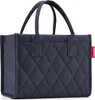 A dark blue quilted tote bag with handles, shown against a white background. Voir les images du produit