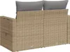 The back view of a two-seater beige poly rattan sofa with gray cushions. Náhľad obrázku produktu