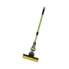 A cleaning mop with a yellow sponge head and a green handle, isolated on a white background. Podgląd zdjęcia produktu