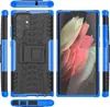 Multiple views of a blue and black phone case, including the back, sides, top, and bottom, with a phone inside the case shown from the front. Produktbild-Vorschau