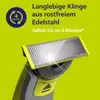 Close-up of a Philips OneBlade razor head with text overlay describing its features. Anteprima dell’immagine prodotto
